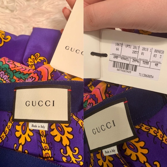 GUCCI Printed Silk Wide Leg Pants - Picture 5 of 8